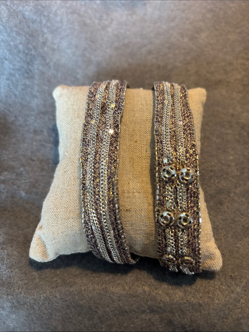 Stella & Dot Metallic Gray and Gold Multi-Row Wrap Bracelet